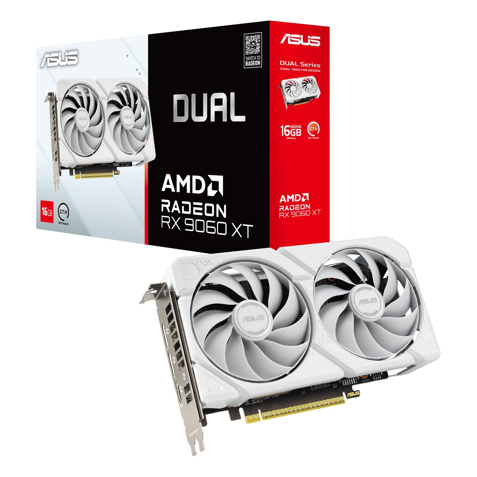 ASUS Dual Radeon RX9060XT 16G GDDR6 White Gaming Grafikkarte 90YV0LG3-M0NA00