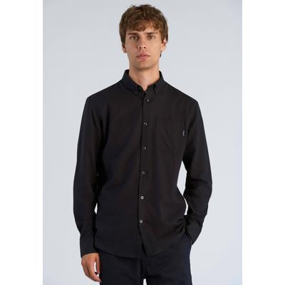 Businesshemd LINDBERGH "Business-Casual-Hemd (Langarm) Relaxed Fit", Herren, Gr. M, Normalgrößen, schwarz (schwarz mix), Obermaterial: 100% Baumwolle, Hemden