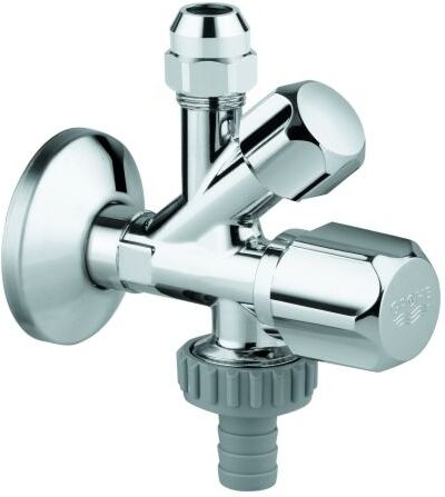 Grohe Kombi-Eckventil 22035000 1/2" x 3/8" x 3/4", chrom, Wandrosette, nicht selbstdichtend
