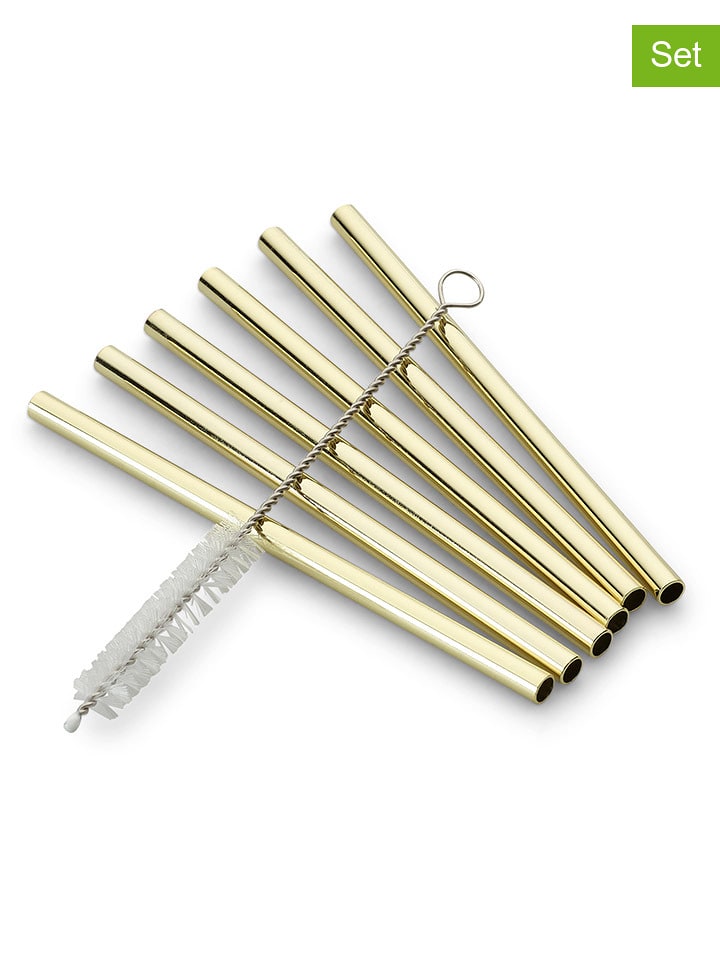 Echtwerk 6er-Set: Trinkhalme in Gold - (H)12 cm - onesize
