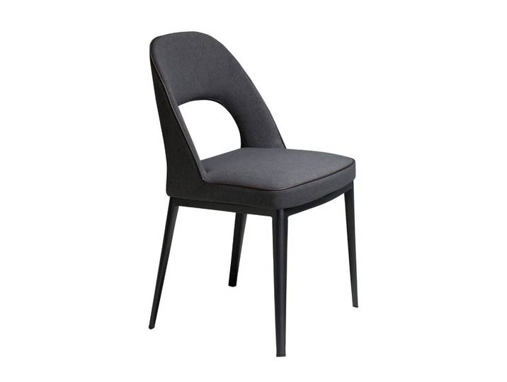 Angel Cerda Esszimmerstuhl 4023, dunkelgrauer Stoff, schwarze Edelstahlfüsse, Schwarz, Metall, Echtholz, Essen/Getränk, Füllung: Polyurethan (PUR),Polyetherschaumkern,Polyetherschaumkern, Freiform,Freiform, 47x80x50 cm, Esszimmer, Stuhl