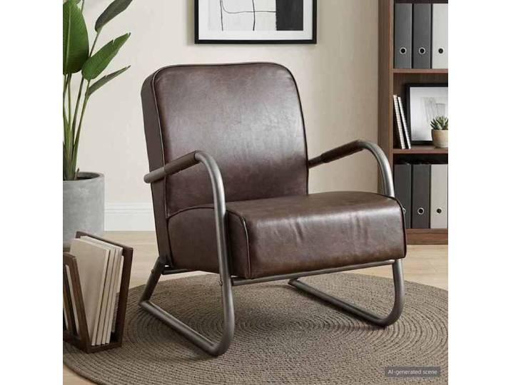 Maison Exclusive - Fauteuil marron cuir véritable