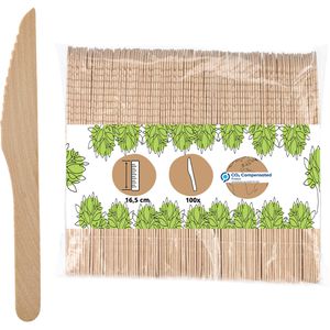 Biozoyg Einwegbesteck DSE06328, aus Holz, Messer, 16,5 cm, 100 Stück
