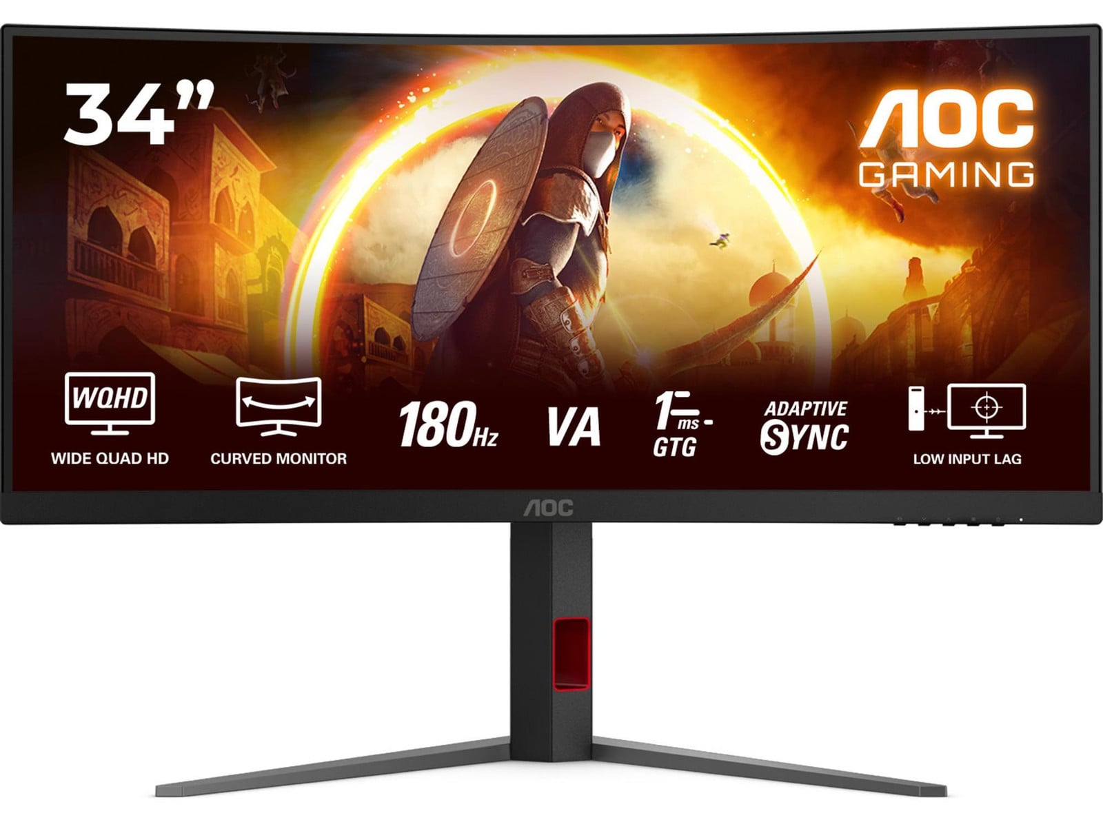 AOC CU34G4 86,4 cm (34 inch) monitor met HDMI en DisplayPort, zwart/rood