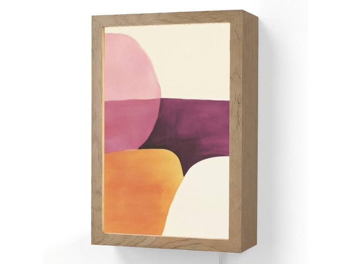 OnlyWow Wandleuchte - Formen - Abstrakt - Farbenfroh - 20x30 cm, Rosa, Holzwerkstoff, Rechteckig, LED integriert, 20x30x8 cm, Lampen & Leuchten, Innenbeleuchtung, Wandlampe