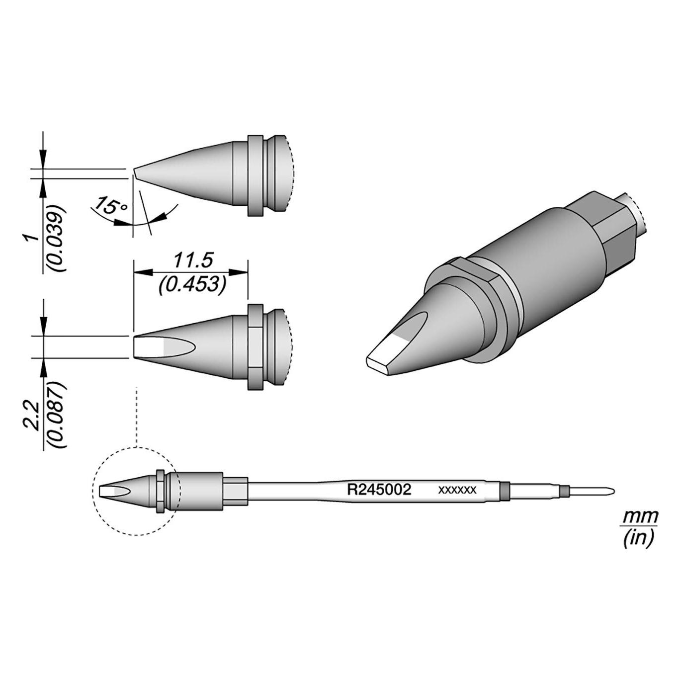 JBC Lötspitze R245, Meissel, 2,2 x 1 mm, R245002 (Lötspitze) (R245002)