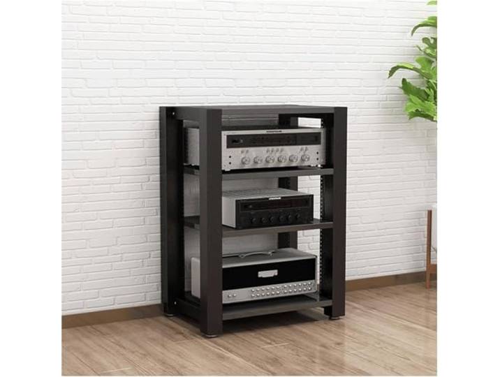 DUddTTW Audio-Rack, 2/3/4/5-stufiges Stereo-Rack, Audio-Geräte-Rack, offenes Audio-Rack, Schrank, HiFi-Rack, verstellbares Audio-Video-Regal, langlebig(Nero,4 Tier)