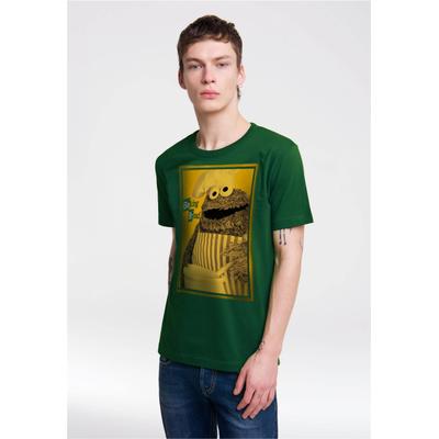 T-Shirt LOGOSHIRT "Sesamstraße - Krümelmonster Baking Bread", Herren, Gr. XS, grün (dunkelgrün), 100% Baumwolle, unifarben, normal, Rundhals, Shirts T-Shirt, mit coolem Print