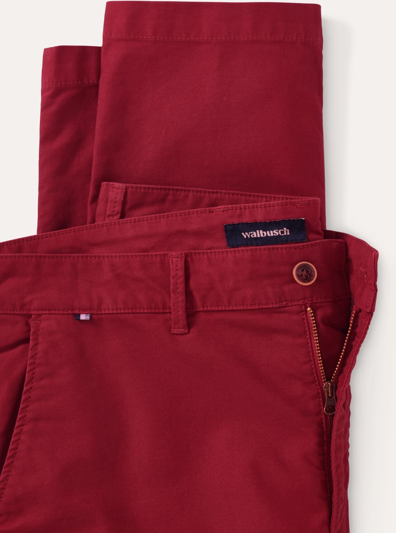 Walbusch 100 Komplimente Chino, Modern Fit#normale Größen#schlanke Größen#untersetzte Größen, Farbe Rot, 56, garment dyed-Färbung 3 verschließbare Taschen Herren