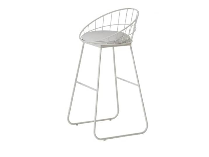 Barstühle Barhocker aus Eisen, Restaurantbar, reinweiß, mit Rückenlehne
