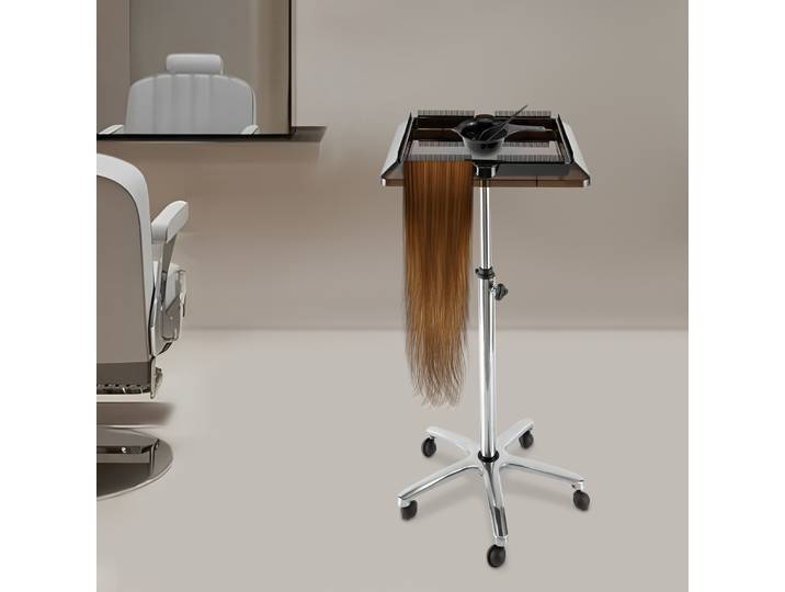 Chariot de rangement pour perruques et outils de coiffure, chariot roulant réglable pour salon de coiffure avec plateau pour extensions et 5 roues