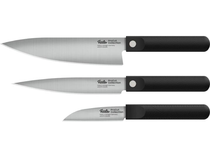 Messer-Set FISSLER ProcCut Collection , silber (silberfarben, schwarz), Spezialklingenstahl, Kochmesser-Sets, Messer-Set, Made in Germany, handgeschliffen, 12C27M Spezialmesserstahl