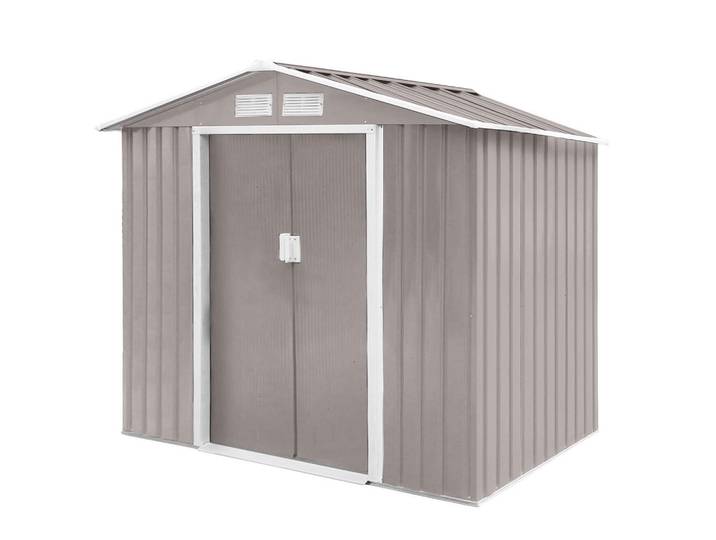 Hattoro Gerätehaus S100 Metall Hellgrau, Grau, 127x185x213 cm, Gartenzubehör, Geräteschuppen