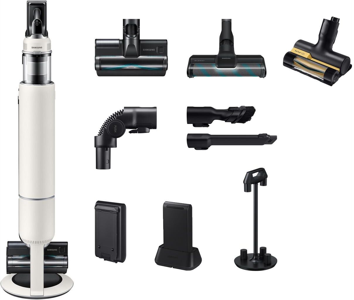 Samsung Akku-Hand-und Stielstaubsauger "AI Jet Lite Complete Extra", weiss (natur), B:25cm H:100cm T:20,2cm, Akkusauger, Akku-Hand-und Stielstaubsauger natur Einheitsgröße