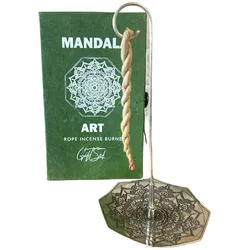 Rope Incense and Silver Plated Holder Set - Mandala Flower