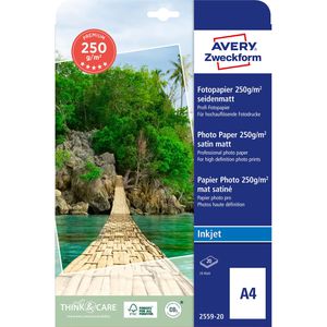 Zweckform Fotopapier 2559-20 Premium, für Inkjet, A4, 250 g/m², seidenmatt, 20 Blatt