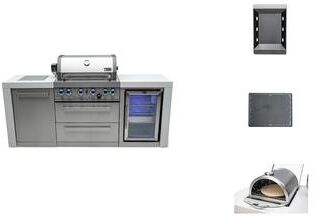 Mont Alpi MAi400-DBEV-COMBO Modular Outdoor Kitchen Island Grill with Charcoal Tray, Griddle Plate & Pizza Oven