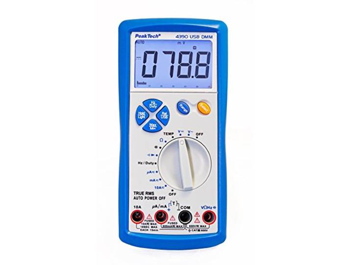 PeakTech True RMS digitale multimeter 6000 counts met USB, doorgangsmeter en autorange - CAT III 600V, 1 stuk, P 4390