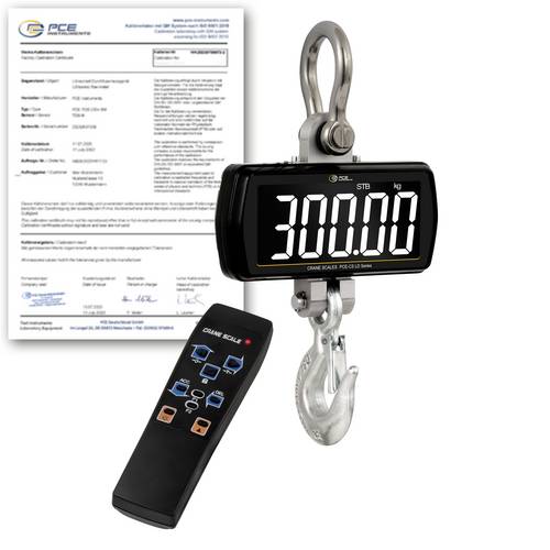 PCE Instruments PCE-CS 300LD-ICA Kranwaage PCE-CS 300LD-ICA kalibriert (ISO) Wägebereich (max.) 300kg Ablesbarkeit 500g