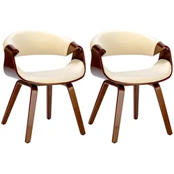 CLP 2er Set Esszimmerstuhl Foley Kunstleder   Farbe: walnuss/creme, Material: Kunstleder