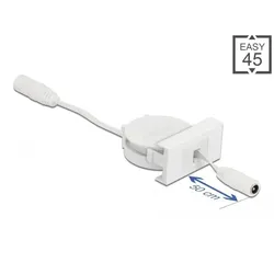 DELOCK Easy 45 Modul Power Ausrollkabel DC 5,5 x 2,1mm Buchse/ Buchse weiß