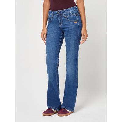 Bootcut-Jeans GANG "94MEDINA BOOTCUT", Damen, Gr. 31, Länge 32, blau (vintage blau), Denim/Jeans, Obermaterial: 98% Baumwolle, 2% Elasthan, ausgestellt lang, Jeans