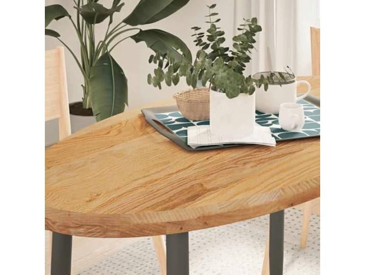 ZXQVLMRS Tischplatte Oval 120x60x4 cm aus Massivholz Eiche Robustes Eichenholz, Fein geschliffene Oberfläche