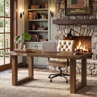 Rose 63 Inch Solid Wood Computer Desk for Home Office