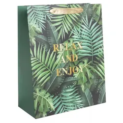 Geschenktasche mit Palmblatt-Muster - 31 x 42 cm