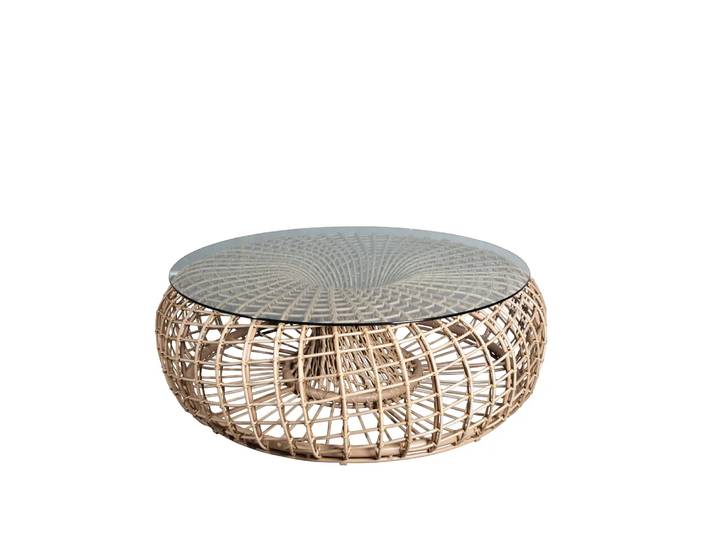 Cane-line Table/tabouret Nest Naturel, grand, incl. plateau en verre