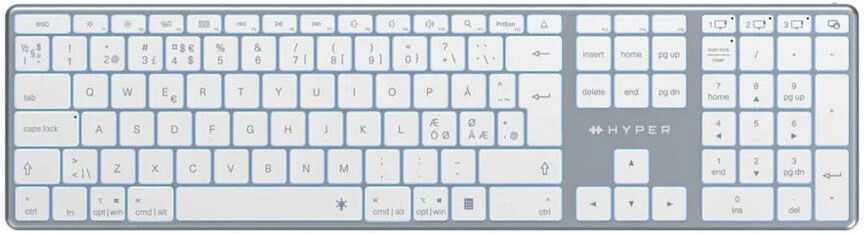 Hyper Hyperspace Bluetooth Tastatur m. Nordisk Layout - Hvid