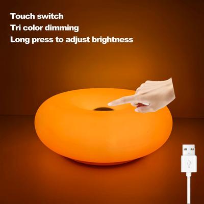 Uplift Essentials Bauhaus Donut Table Lamp USB Powered Ambient Bedside & Living Room Decor orange