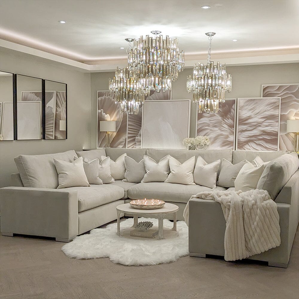 Olivia Premium U-Shaped Sofa Range, Shadow Grey / Shadow Grey