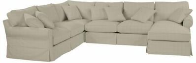 Baldwin 4 Piece Sectional Slipcover - Right Arm Chaise & Left Arm Loveseat, Armless Loveseat & Corner - Linen Natural - Ballard Designs