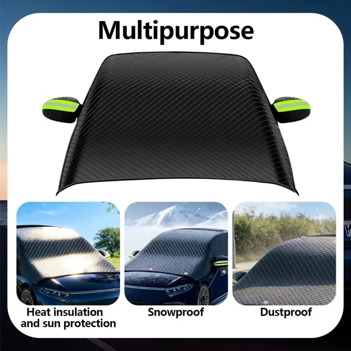 INF Pare-brise Universel pour Voiture à Hayon - Protection 3 Fenêtres avec Sac de Rangement