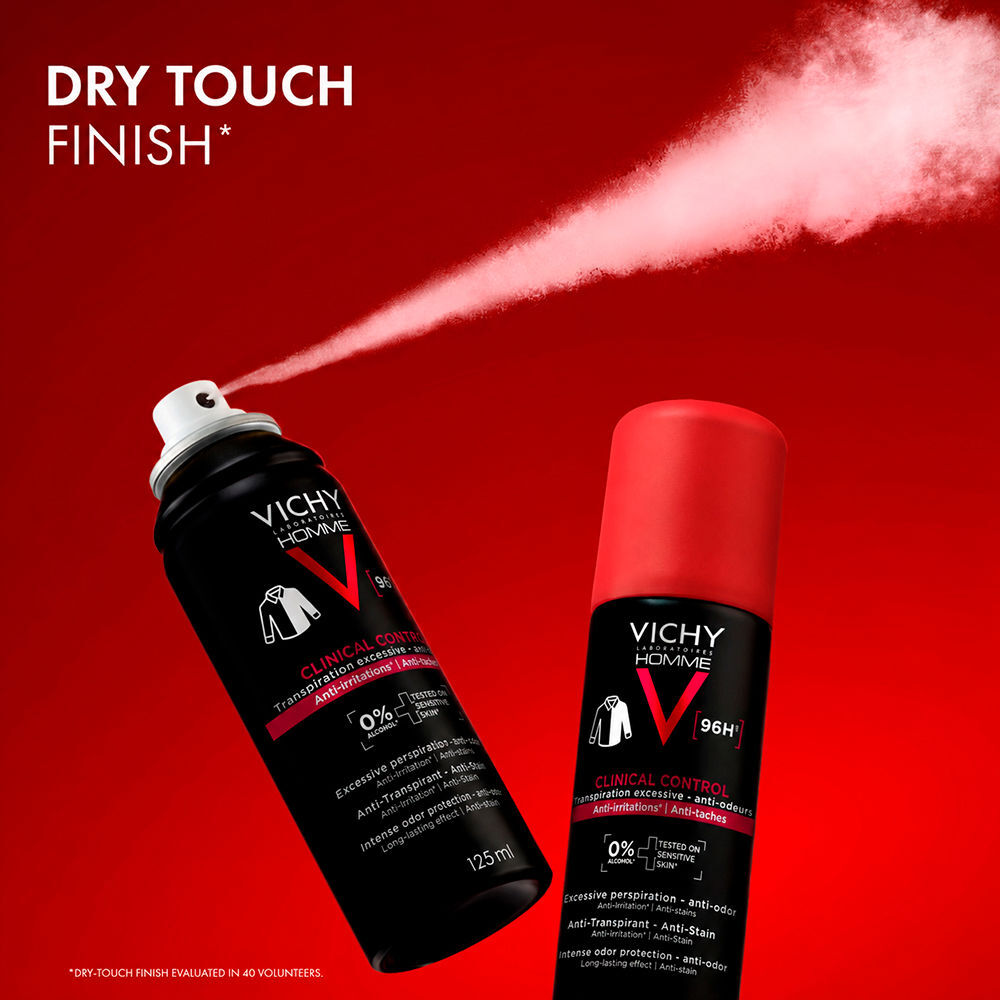 Vichy Laboratoires Déodorant en spray pour homme HOMME, pour peaux sensibles, sans alcool, 125 ml