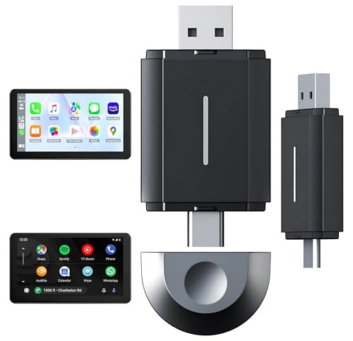 Sound-way 2-in-1 draadloze adapter voor CarPlay en Android Auto, 5 GHz WiFi-dongle
