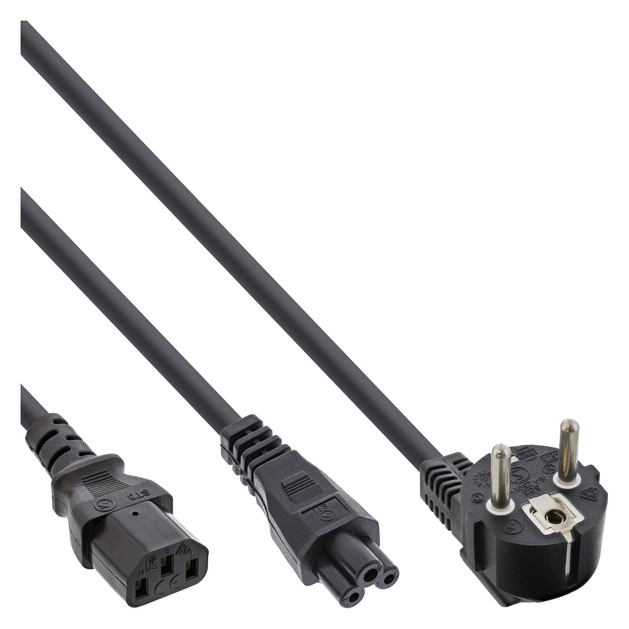 InLine Netz-Y-Kabel 1x Schukostecker auf Kaltgeraete- und Notebookstecker 2m (2 m) (16653D)