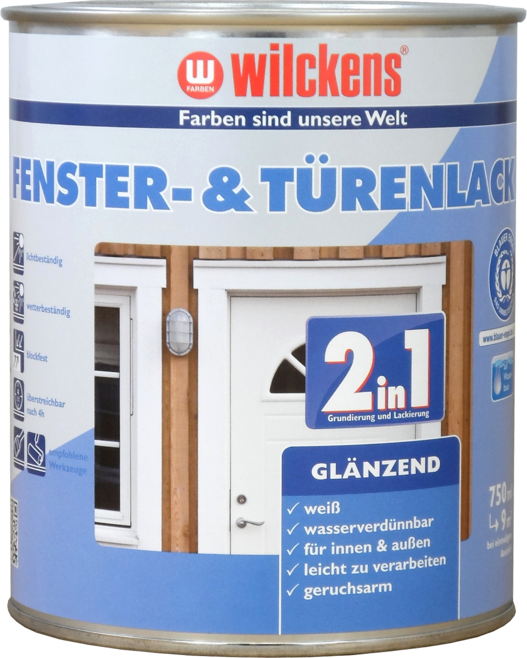 WILCKENS Fenster- & Türenlack 2in1, 750 ml, weiß