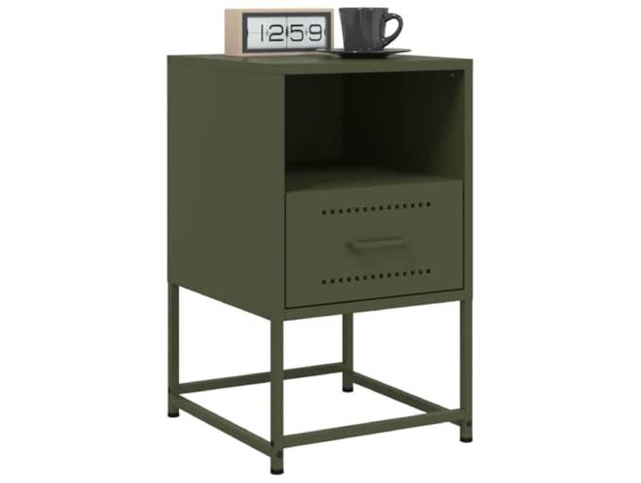 KTHLBRH Nachttische 2 Stück Olivgrün 36 x 39 x 60,5 cm aus Stahl Industrielles Design, großer Stauraum, leicht zu reinigen, multifunktional für Schlafzimmer oder Wohnzimmer