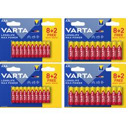 Varta Longlife Max Power Batterie-Set Mignon, Micro 40er Set 4064161394305