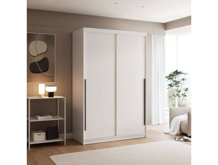 Armoire SILENTE 140cm - portes coulissantes - Blanc
