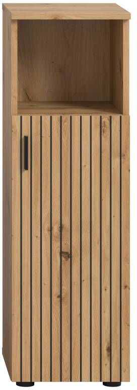 Pharao24.de Hochschrank Beistellschrank Bad Geriffelte Front Offenes Ablagefach