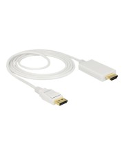 Delock Videokabel DisplayPort / HDMI M bis M 2 m dreifach abgeschirmtes Twisted-Pair-Kabel weiß passiv (83818)