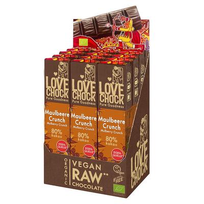 Lovechock Bio rohe Schokolade Bars, Maulbeere-Vanille 12x40 g