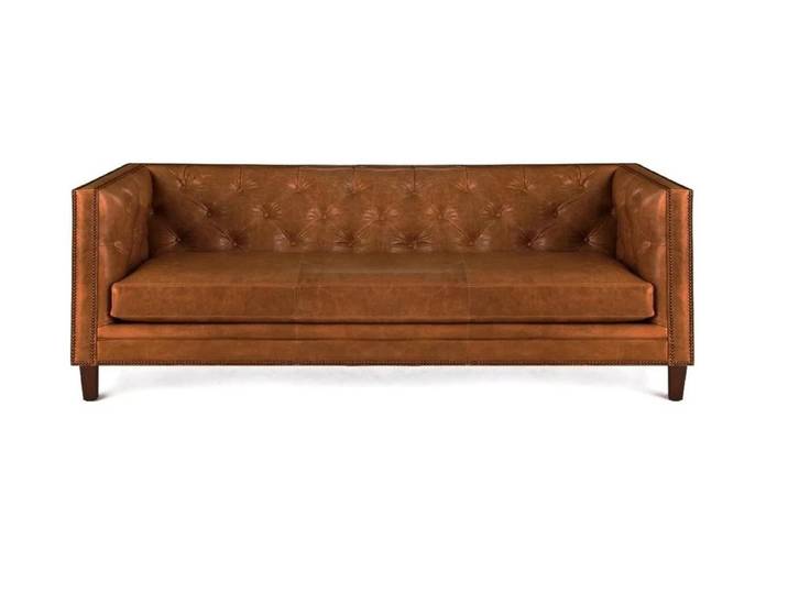 JVmoebel Sofa Braunes Chesterfield Sofa aus Leder mit stilvollen Knopfdetails, Made in Europa