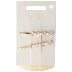 Haarklemme Strass Perle gold 2 Stück