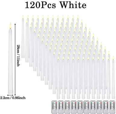 Uplifted Finds Flameless LED Taper Candles   Battery Operated Flickering Faux Candles white 120 Pcs