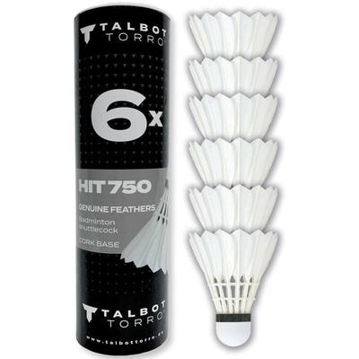 Talbot-Torro 479082 - Badmintonball HIT 750, Naturfederball, 6er-Set, Speed 77, für Freizeit+Training+Verein