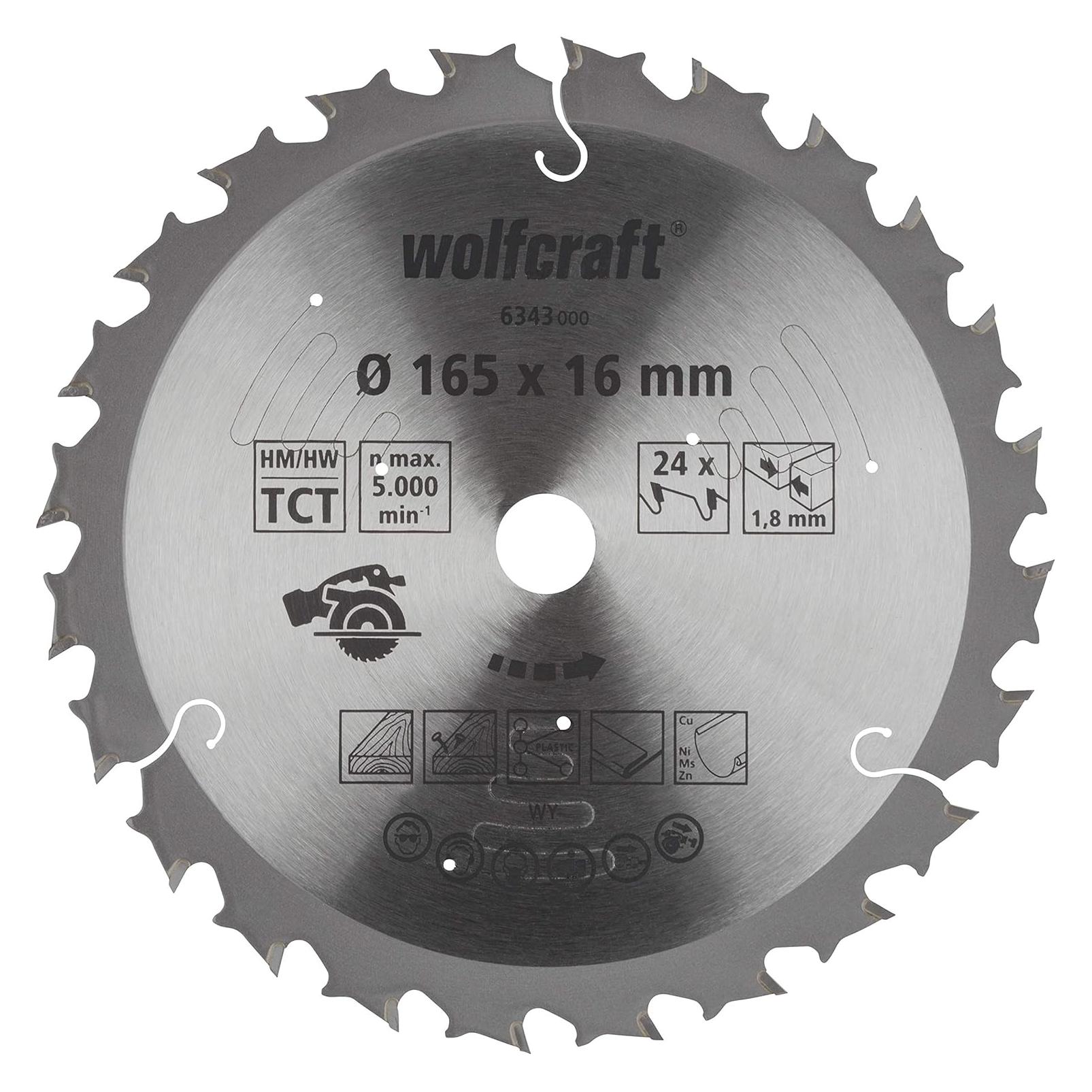 wolfcraft 1 Akku-Kreissägeblatt HM 24 Zähne ø165mm (6343000)
